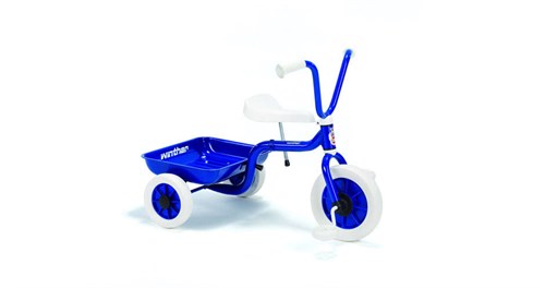 Den klassiske trehjuler med tiplad i farven blå/hvid